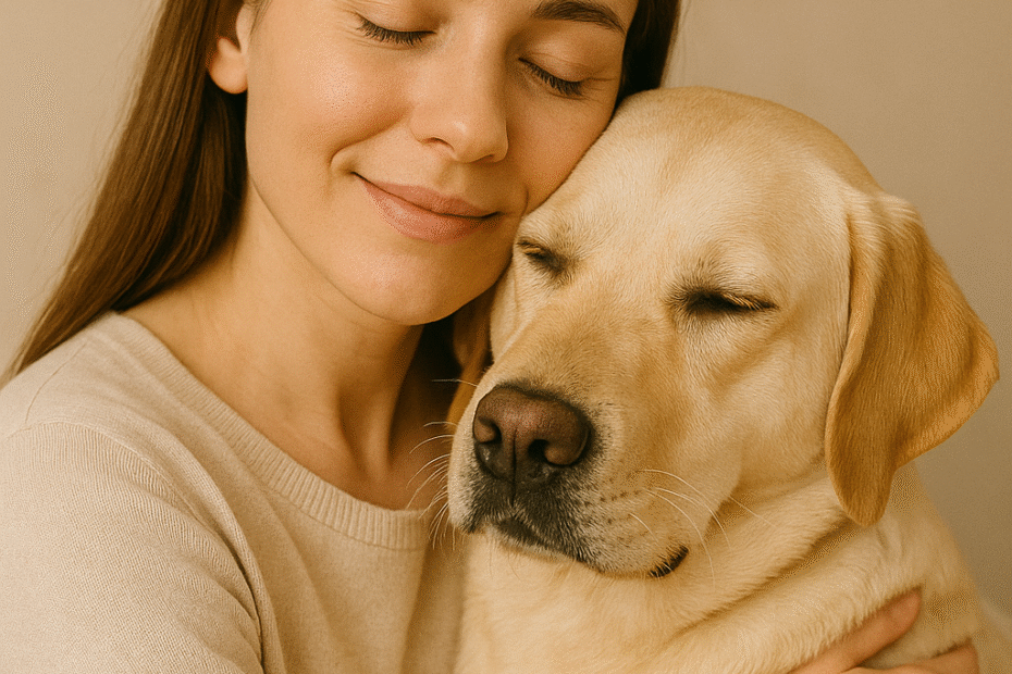 donna che abbraccia un cane